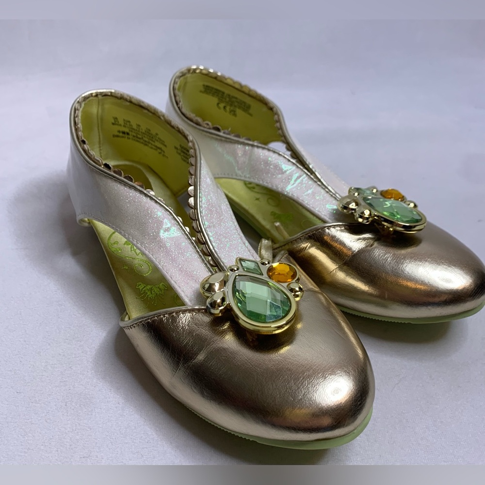 Disney Store Tiana Princess & the Frog Costume Shoes Dress Up Gem Sparkle sz 2/3